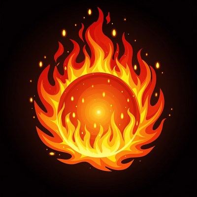 Fiery Flaming Ball Illustration