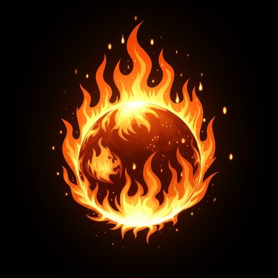 Fiery Burning Globe Illustration