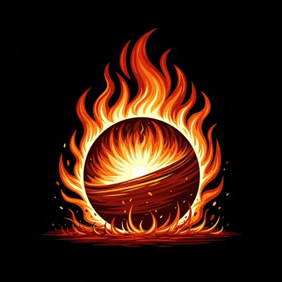 Fiery Burning Ball Illustration