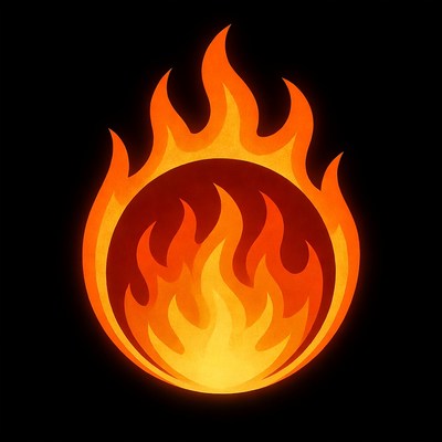 Fiery Flame Circle Illustration