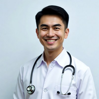 Asian male doctor with stethoscope