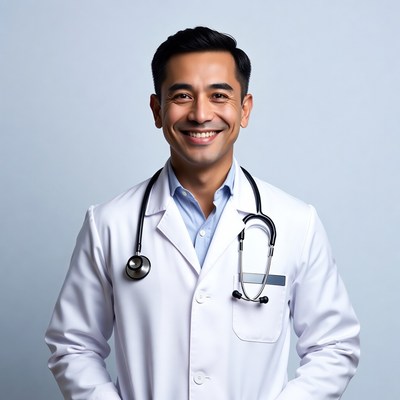 Asian male doctor smiling