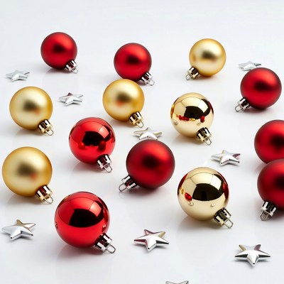 Red and Gold Christmas Ornaments with Stars
