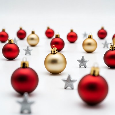 Red Gold Christmas Ornaments with Stars