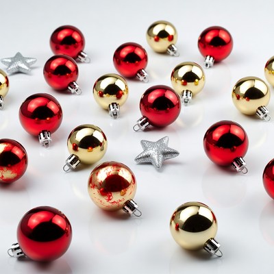 Red Gold Christmas Ornaments with Stars