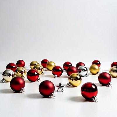 Red Gold Christmas Ornaments with Stars