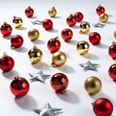 Red and Gold Christmas Ornaments with Stars
