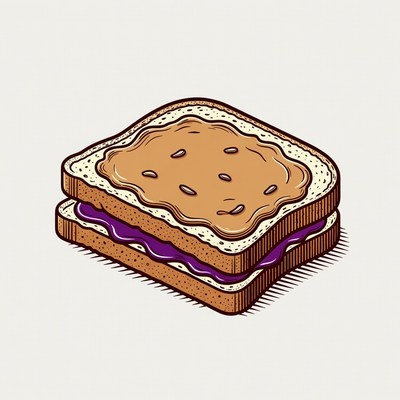 Peanut Butter and Jelly Sandwich Illustration