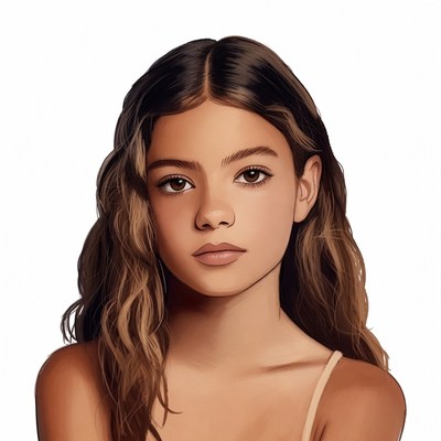 Portrait of young woman with wavy brown hair