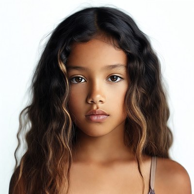 Beautiful young girl with wavy hair