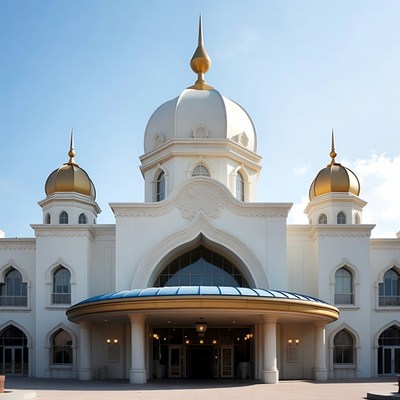 White Mosque with Golden Domes