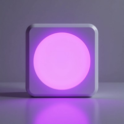 White square night light glowing purple