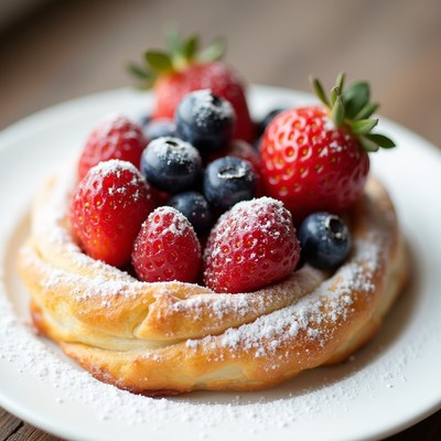 Strawberry Blueberry Pastry on Plate