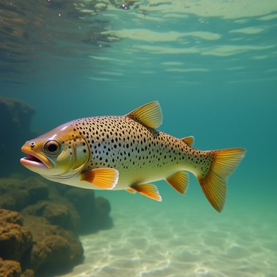 Rainbow Trout Swimming Underwater