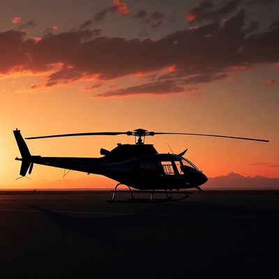 Helicopter Silhouette at Sunset