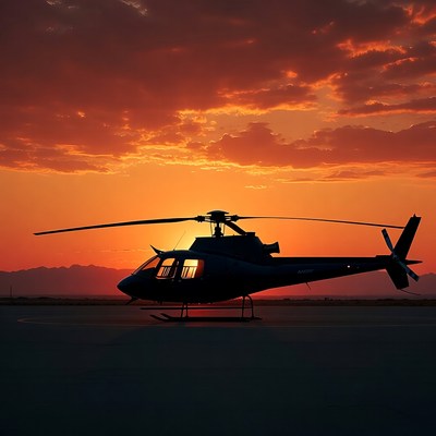 Helicopter Silhouette at Sunset