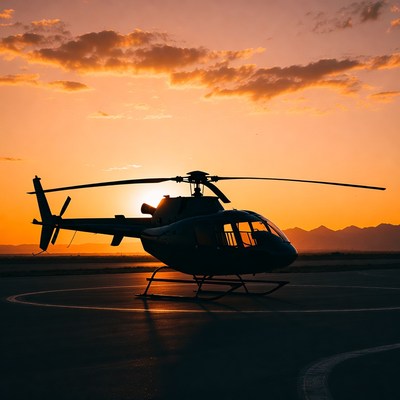 Helicopter Silhouette at Sunset