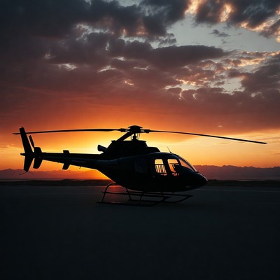 Helicopter Silhouette at Sunset
