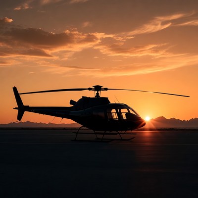 Helicopter Silhouette at Sunset
