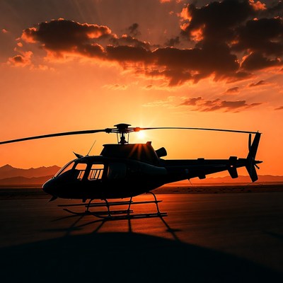 Helicopter Silhouette at Sunset