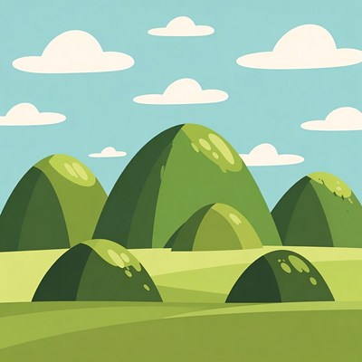 Green Hills Under Blue Sky