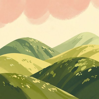 Green rolling hills landscape