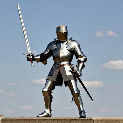 Medieval knight holding sword