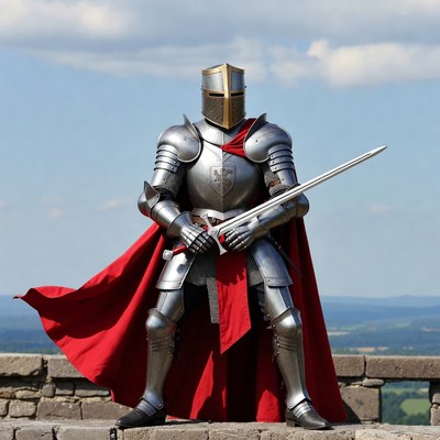 Knight in Armor Holding Sword