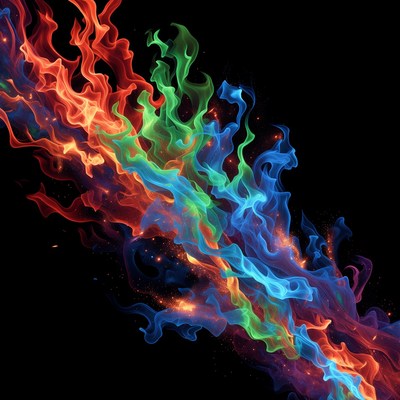 Colorful Flames on Black Background