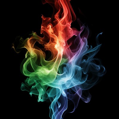 Rainbow Flames on Black Background