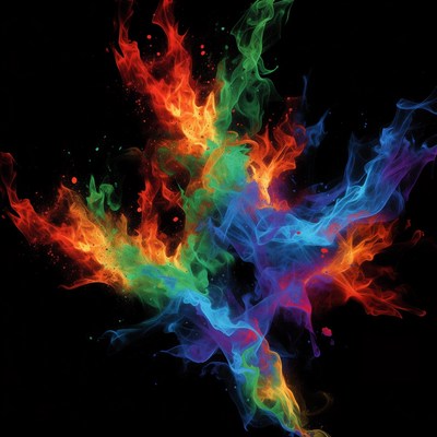 Colorful Flames on Black Background