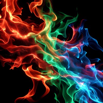 Colorful Flames on Black Background