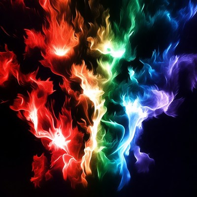 Vibrant Rainbow Fire Flames