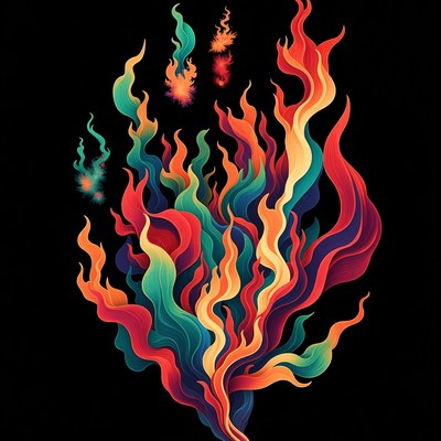 Colorful Abstract Flames Illustration