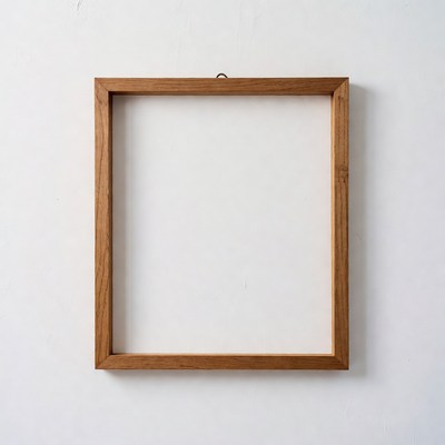 Empty Wooden Picture Frame on Wall