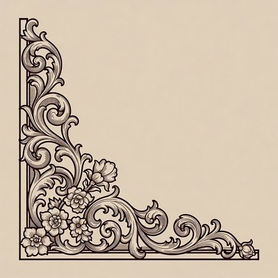 Ornate Floral Corner Border Illustration