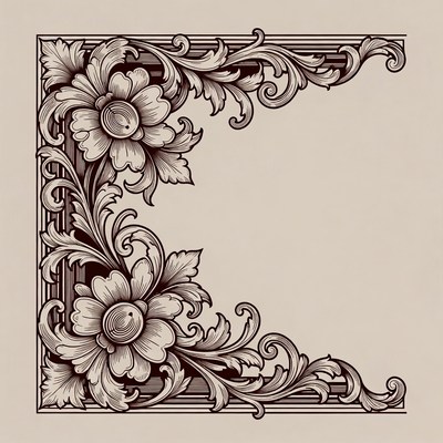 Ornate Floral Corner Border Illustration