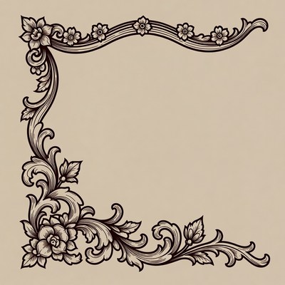 Floral Ornate Corner Border Illustration