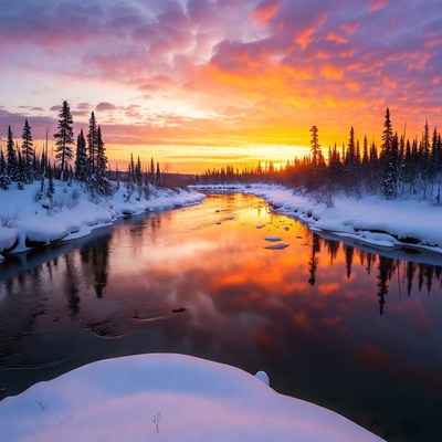 Snowy River Sunset with Reflections