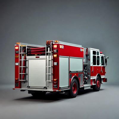 Red Fire Truck Rear View