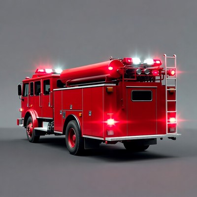 Red Fire Truck Rear View