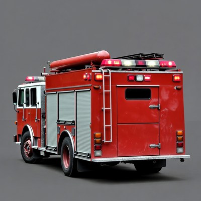 Red Fire Truck Rear View