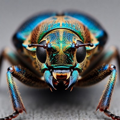 Close-up Metallic Green Jewel Beetle
