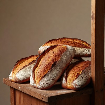 Stack of Fresh Artisan Baguettes