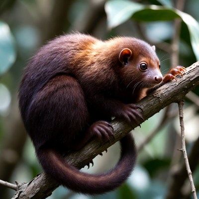 Brown Palm Civet on Tree Branch