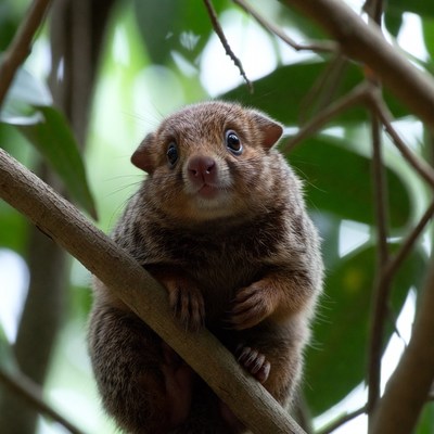 Cute Sugar Glider on Tree Branch