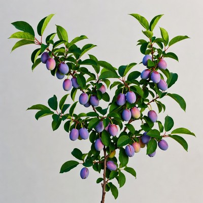 Purple Plums on Green Branch