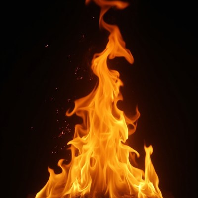 Bright orange flames on black background