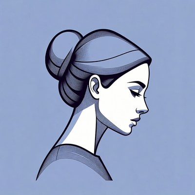 Profile of Woman with Bun Hairstyle