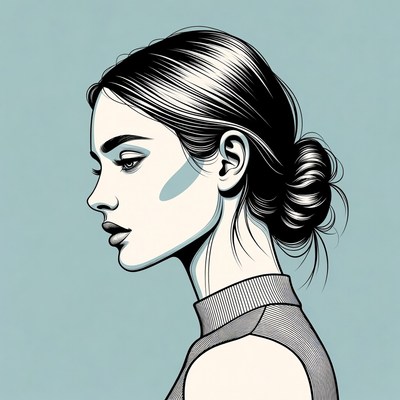 Profile of Woman with Bun Hairstyle
